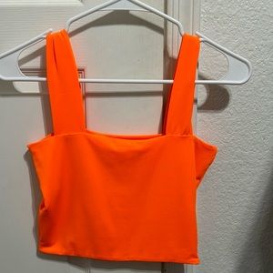 Bright orange cropped tank size small